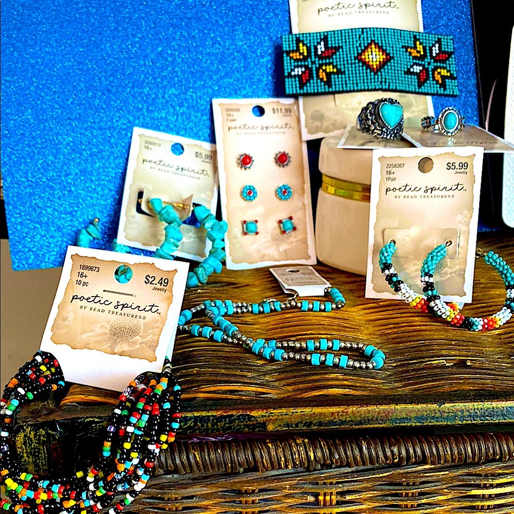Turquoise Cherokee and Multicolor Jewelry Hair Set! Brand new everything